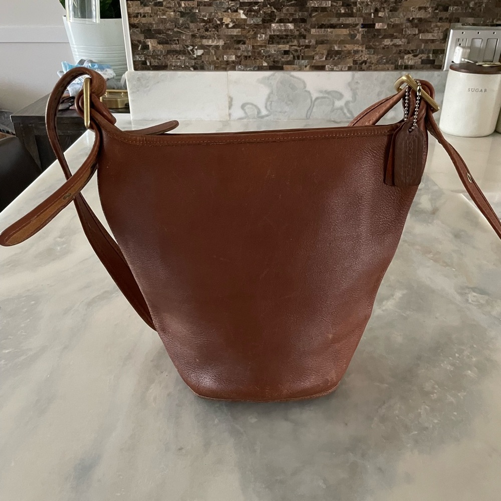 Vintage Coach Leather Duffle Hobo Bucket Shoulder Bag… Gem